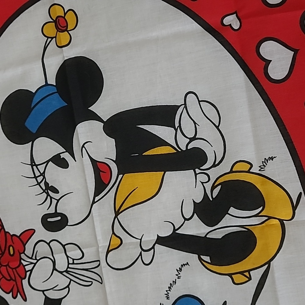 Vintg 80s Disney Bandana Scarf Woronowicz S River NJ RN16463 Mickey Mouse Hearts - Picture 3 of 8